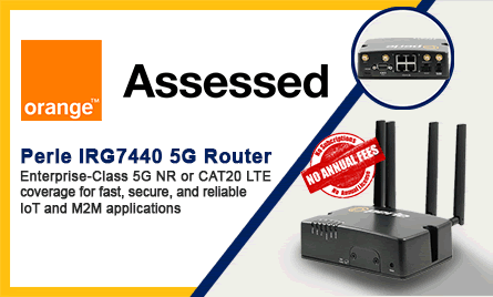 Orange Assessed Logo mit IRG7440 5G Router